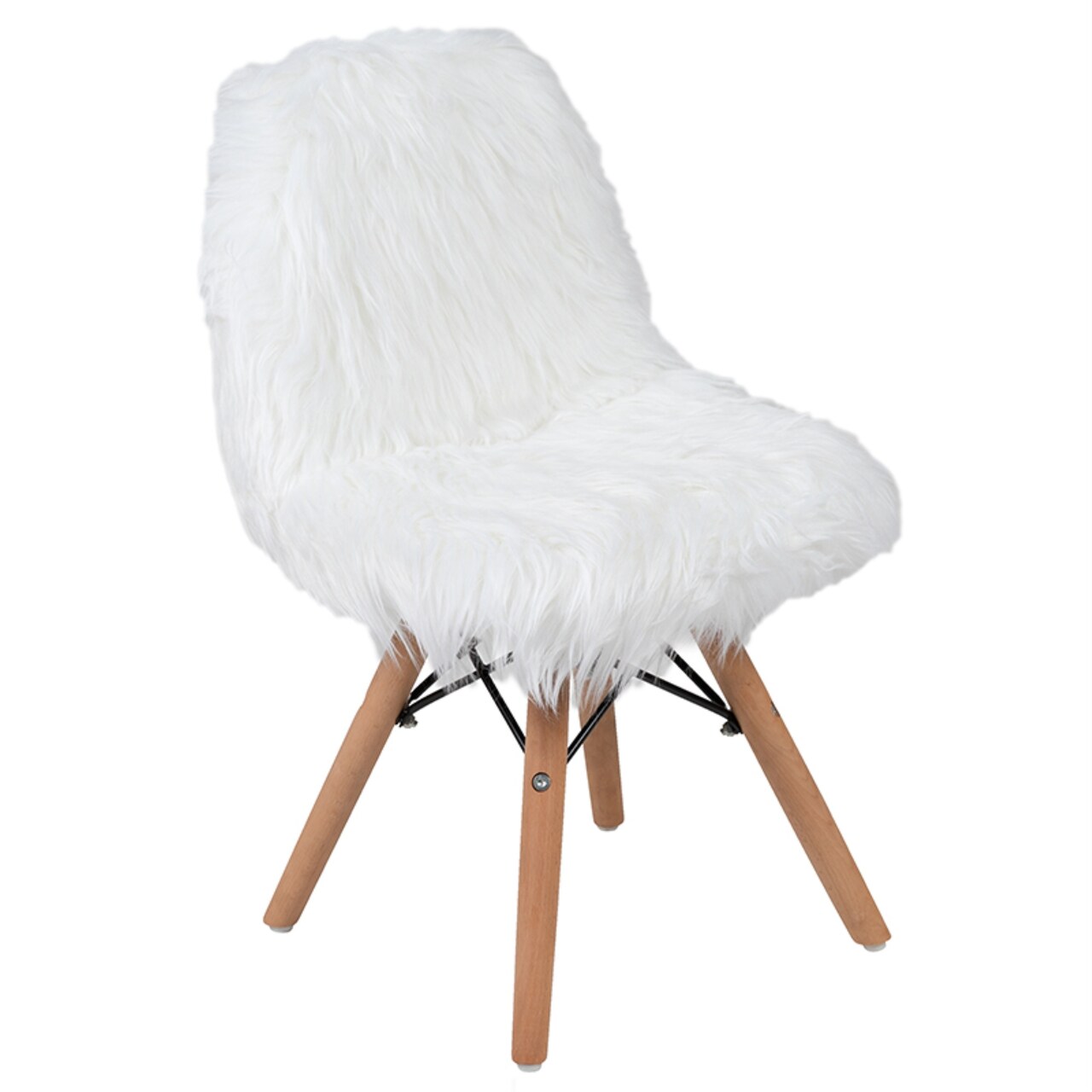 Shaggy Faux Fur White Accent Chair - Shag Style Kids Chair for Ages 5-7 - Kids Playroom Chair